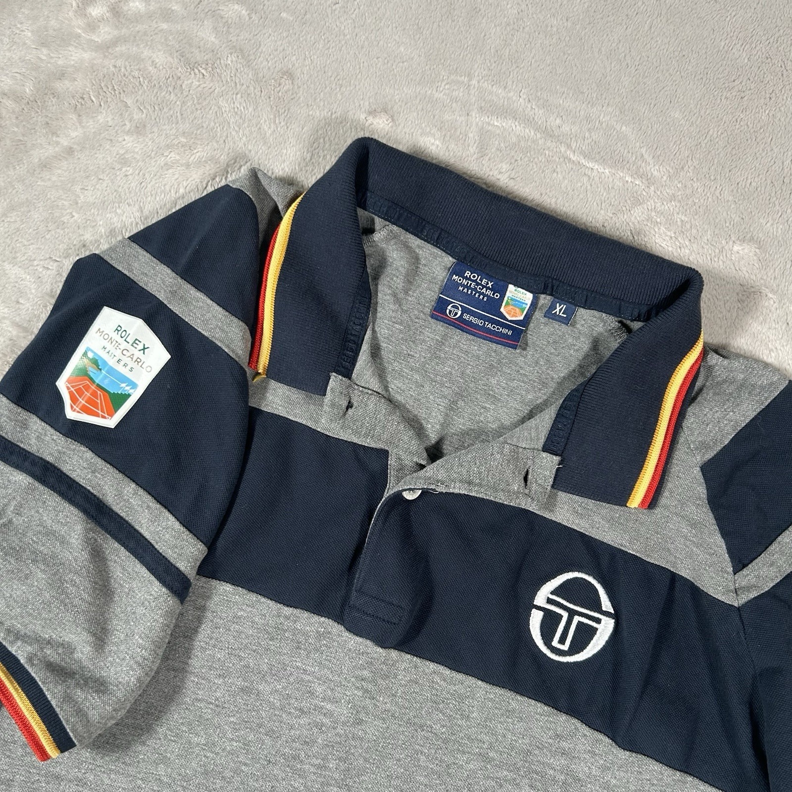 Sergio Tacchini Rolex MonteCarlo Masters Tennis Court Polo Shirt Mens Xl Rare